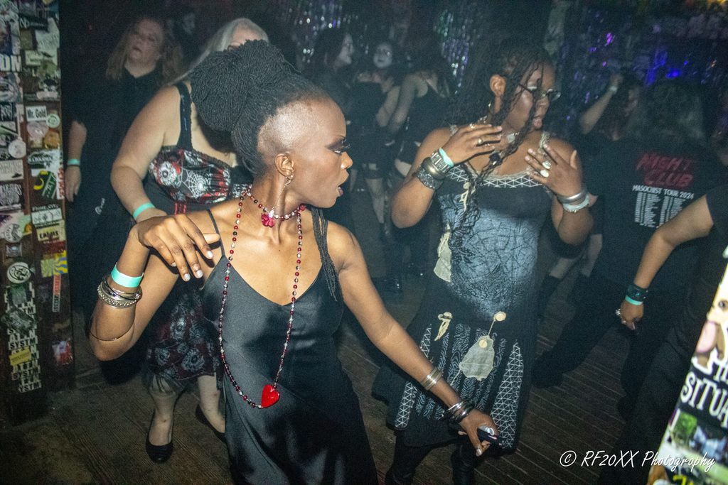 Abena and Naomi dancing at Digital Noir goth night at The Milestone