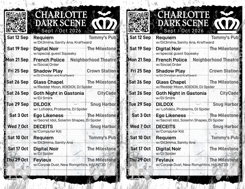 Printable September - October 2026 Charlotte Dark Scene Calendar.